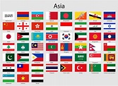 Set of flags asian countries, All Asia flag 21852263 Vector Art at Vecteezy