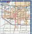 South Bend IN road map, highway South Bend city and surrounding area