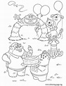 Monsters University - Monsters celebrating coloring page