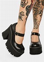 Delia's Flared Heel Chunky Platform Mary Janes - Black | Dolls Kill