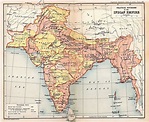 Map of the Indian subcontinent showing the historical extent of ...