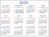 Cute Yearly 2020 Calendar Printable | Free Printable Calendar