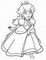 Princesa Peach Feliz para colorear, imprimir e dibujar –ColoringOnly.Com