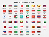 Asia countries flags. Rectangle flags of countries in Asia. 13709784 ...