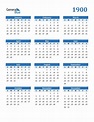 1900 Calendar (PDF, Word, Excel)