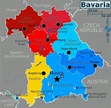 Carte de Bavière, plan des 90 principaux lieux