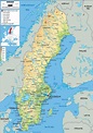 Carta geografica della Svezia: topografia e caratteristiche fisiche ...