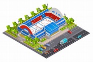 Sport Complex Stadium Isometric Banner 477817 Vector Art at Vecteezy