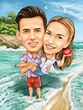 Customized Love Caricature Couple on the Beach from a Photo - the ...