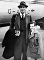 Gregory Peck with his nine-year-old son Jonathan arriving at London ...