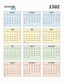 1582 Calendar (PDF, Word, Excel)
