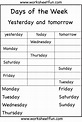 Days of the Week – Yesterday and Tomorrow – 6 Worksheets / FREE ...