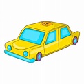 Icono de taxi en estilo de dibujos animados aislado sobre fondo blanco ...