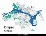 Dnipro City (Ucrania) mapa vector ilustración, garabatea esbozo Ciudad ...