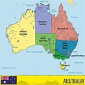 Australia mapa con las regiones y sus capitales 2023