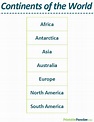 Printable List Of Countries In The World By Continent - Louise Espino's ...