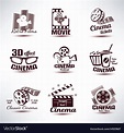 Cinema symbols and retro emblems collection Vector Image