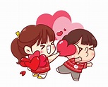 linda chica le da su corazón a su novio feliz San Valentín ilustración ...
