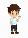 Niño feliz de dibujos animados agitando la mano | Vector Premium