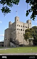 Rochester Castle viewed from Castle Gardens, Rochester, Kent, England ...