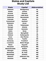 List Of States Printable