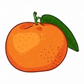 Premium Vector | Vector cartoon orange tangerine with green leaf