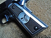 Punisher Skull 1911 pistol Grips CNC Machined Satin Aluminum