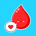 Premium Vector | Cute happy funny blood drop with heart in speech ...