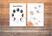 DIGITAL Spanish Moon Phases and Solar System Montessori - Etsy in 2022 ...