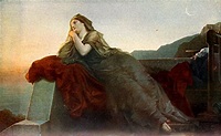a painting of a woman sitting on a ledge