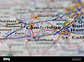 Cambridge Ontario Canada shown on a road map or Geography map Stock ...