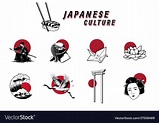 Famous japanese cultural icons Royalty Free Vector Image