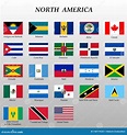 Set of All Flags of North America Stock Illustration - Illustration of ...
