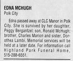 Obituary for EDNA MCHUGH - Newspapers.com