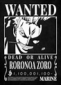 'One Piece Wanted Zoro' Poster by Anime Black and White | Displate in ...