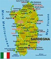 Map of Sardinia with major Places + Towns