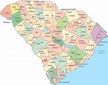 Mapa Político da Carolina do Sul