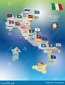 Italian Regional Flags And Map, Italy Stock Illustration - Image: 43607187