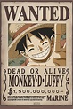 Poster One Piece - Wanted Luffy | Wall Art, Gifts & Merchandise | UKposters