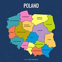 Colored Poland Administrative Map Vector Download