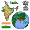 Mapa de ubicación de mundo de India — Vector de stock #85970044 ...