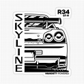 "Nissan Skyline R34 GT-R silhouette" Sticker for Sale by -GrandeArt ...