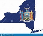 Mapa De Bandera De Nueva York Ilustración del Vector - Ilustración de ...