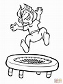 Dibujo de Niño Saltando Sobre un Trampolín para colorear | Dibujos para ...