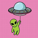 Cute Alien Floating With Ufo Cartoon Vector Icon Illustration. Animal ...