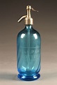 Antique French blue seltzer water bottle.