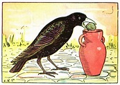 El cuervo y la jarra ~ Fábulas.wiki