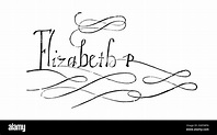 Elizabeth i queen of england signature handwriting hi-res stock ...