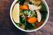 Chicken Soup with Peas and Brown Rice