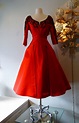 1950's ravishing red silk faille cocktail dress, a Sophie Original from ...